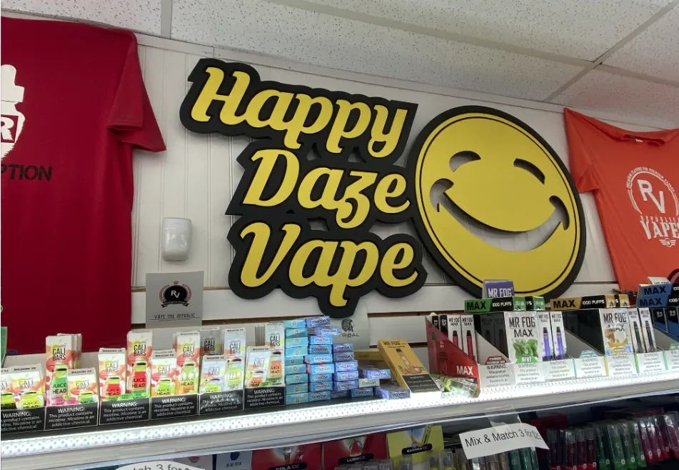 An early Happy Daze store interior and product wall